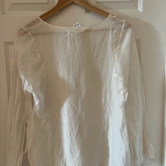 Silk/Cotton Sheer Winter White Blouse - Picture 7 of 9